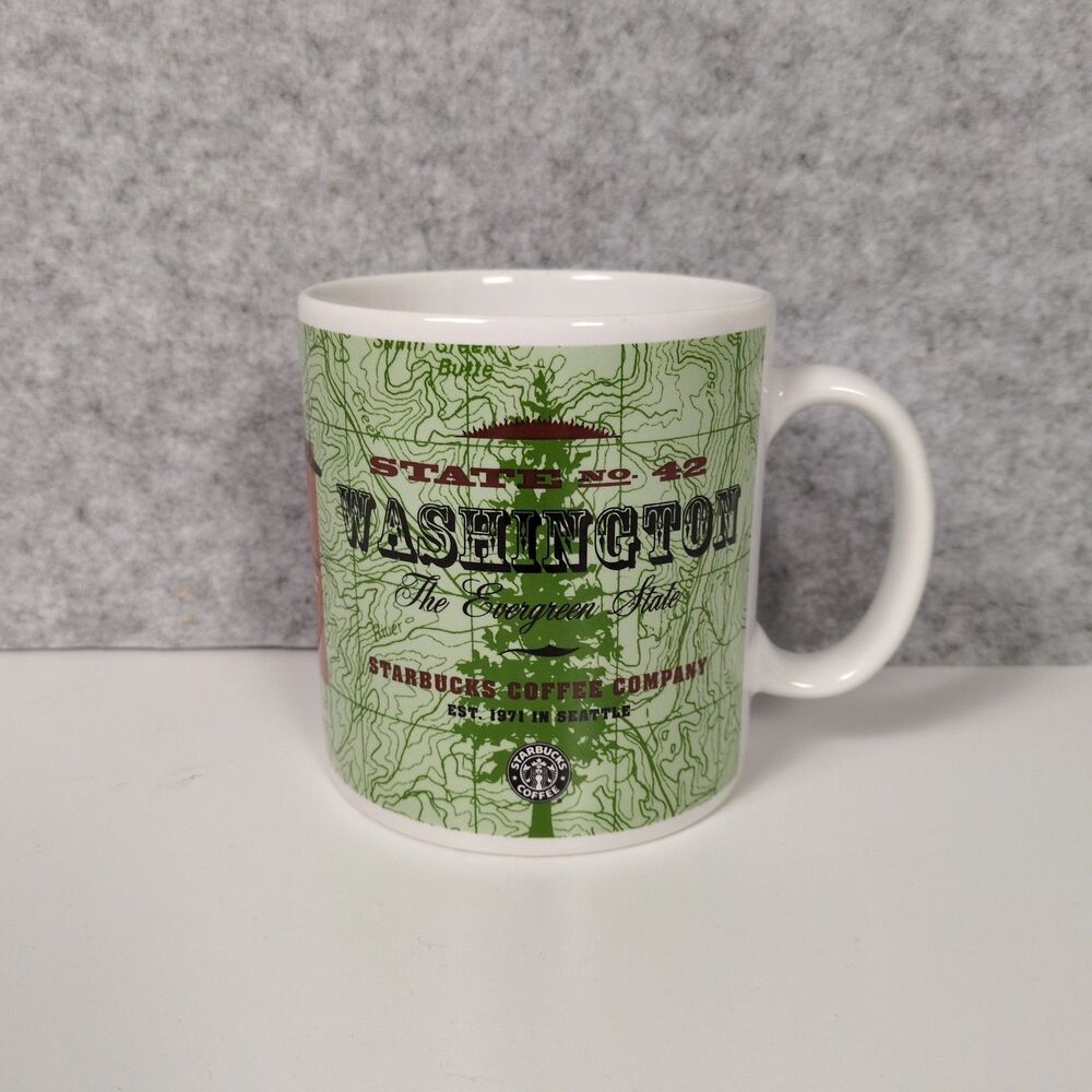 Vintage 1999 Starbucks Been There Series Mug Washington State Map Facts Coffee
